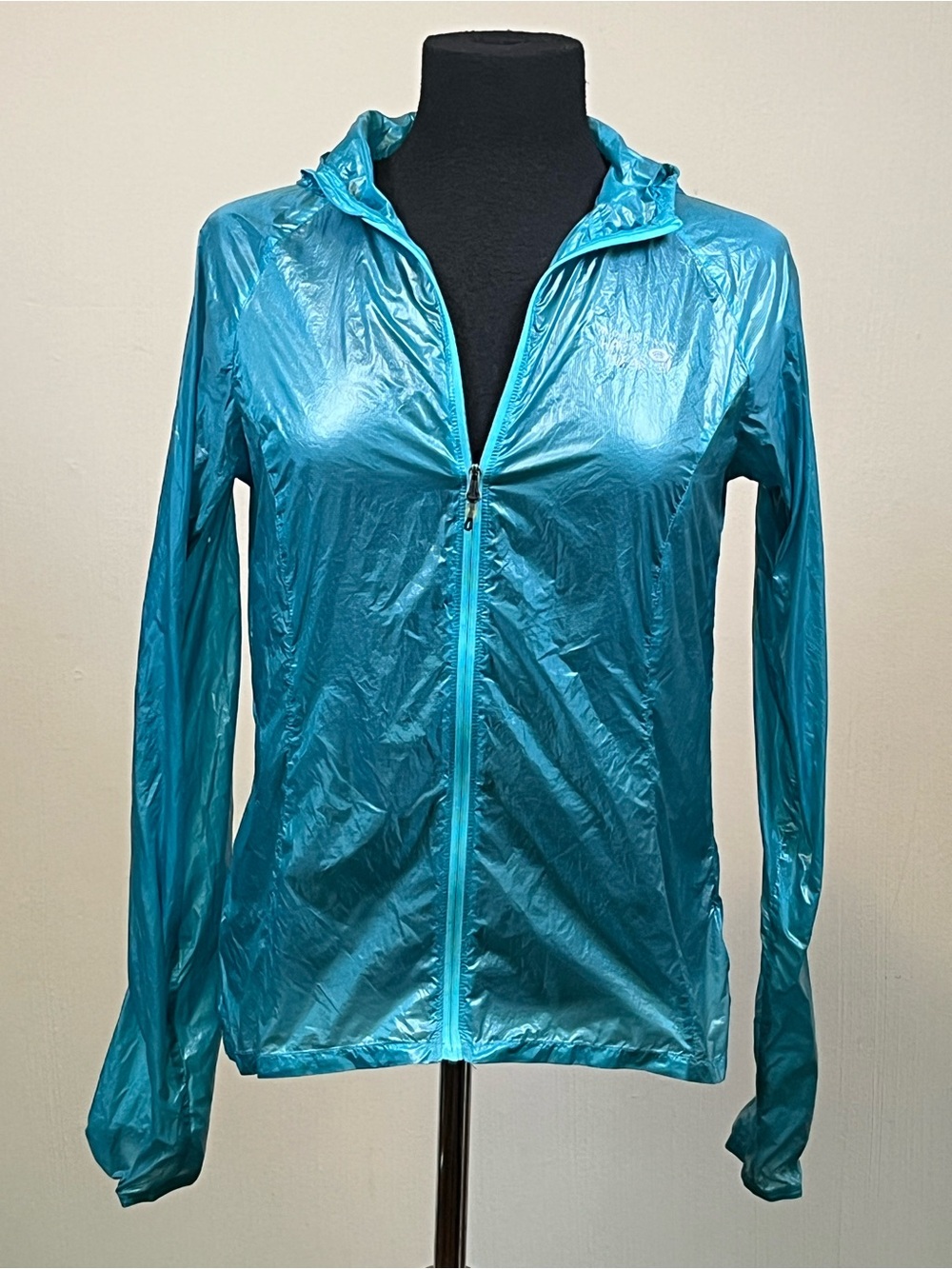 Mountain Hardwear Ultralight Hooded Windbreaker Jacket Blue Aqua Women’s Small